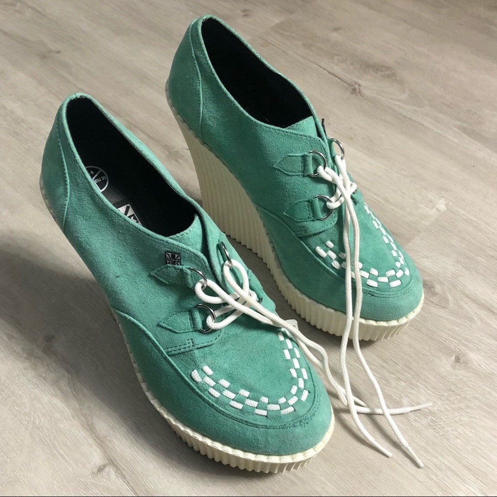 TUK mint wedge heels